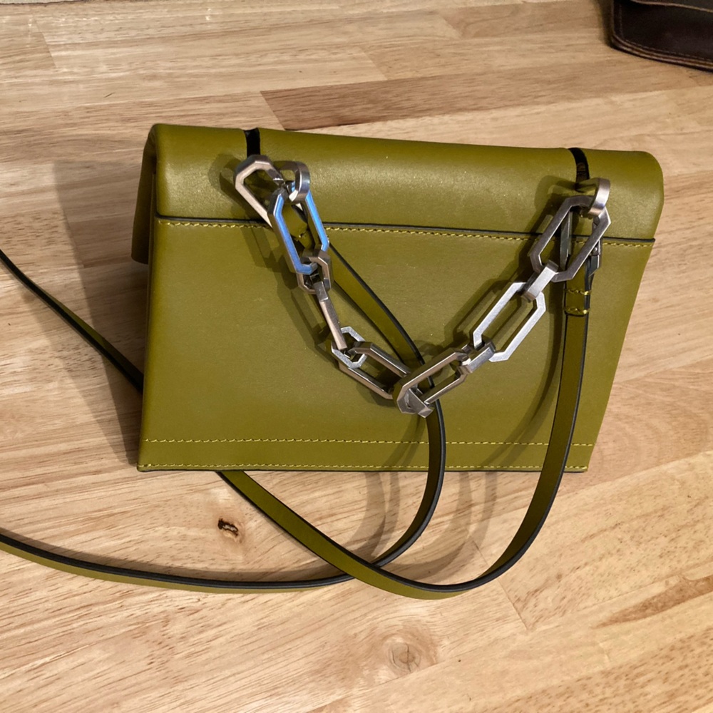 All Saints YUA Leather Removable Chain Clutch Crossbody Bag
